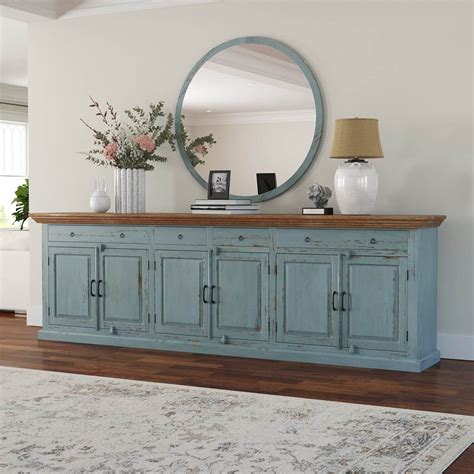 solid wood cabinet blue